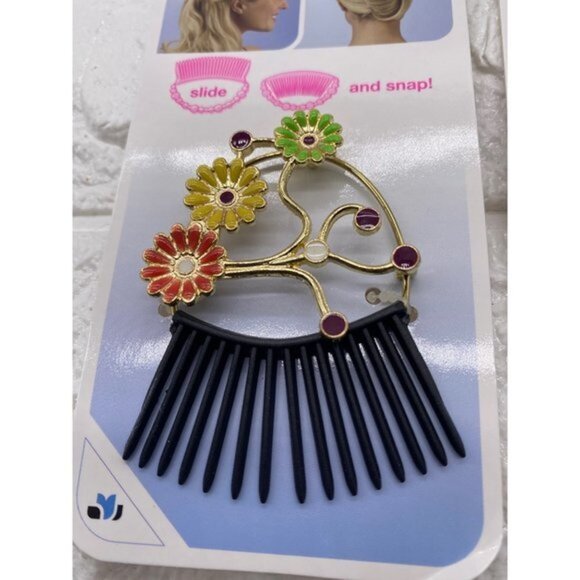 3-Pack Scunci Bendini Hair Clip Medium with Flowers Yellow Pink & Green 39093-A - Picture 4 of 6